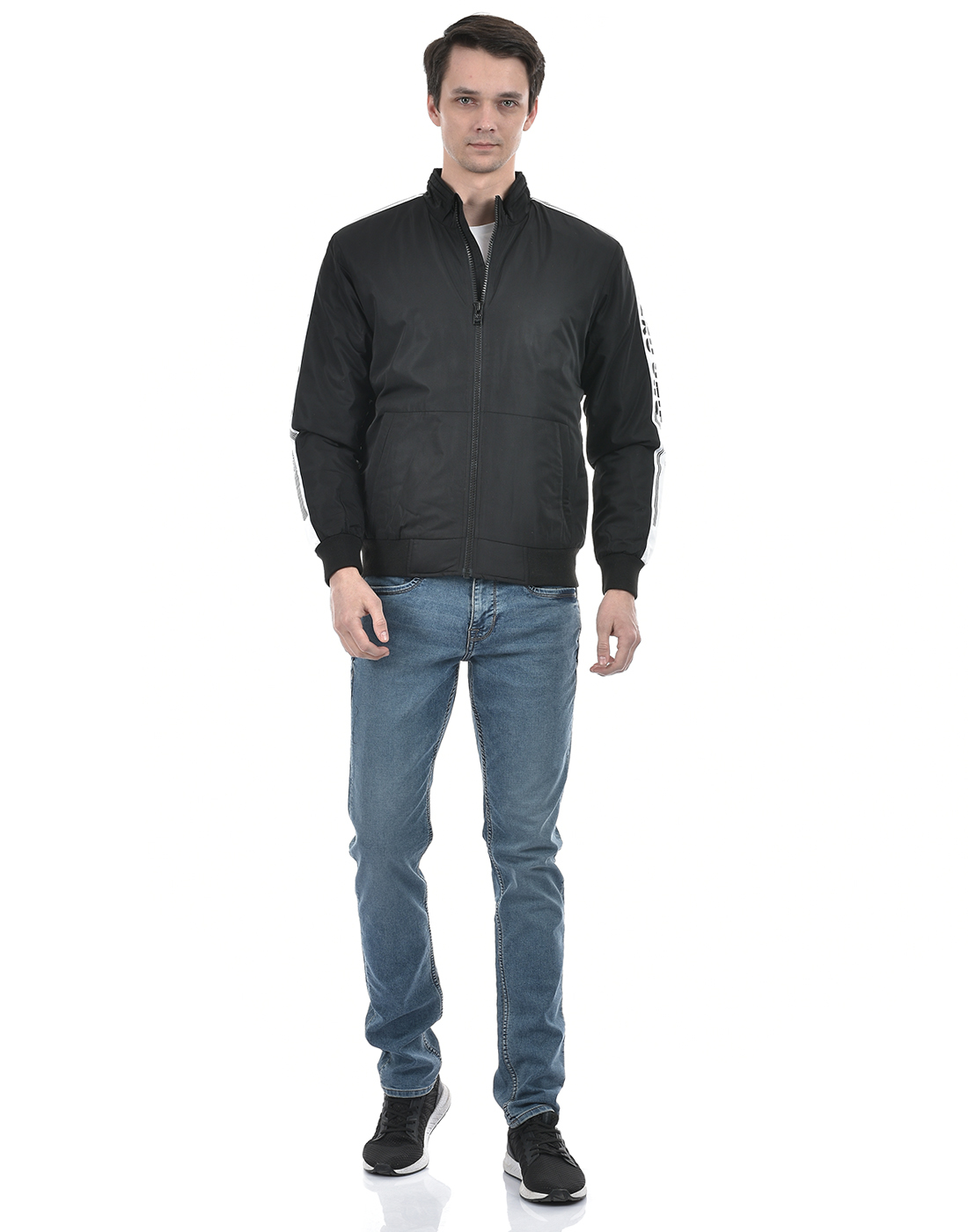 Numero Uno Men Striped Black Jacket
